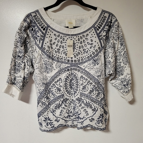 Anthropologie Maeve NWT Ester Embroidered Eyelet Top size extra small. - Picture 3 of 13